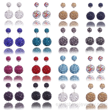 Multi colores doble cara Shamballa joyas pendiente para las mujeres